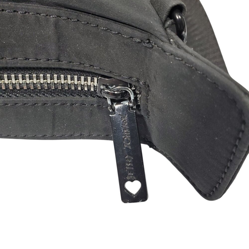 Betsey Johnson Crossbody Bag Purse Black Solid Half-Moon Crescent Casual Sporty - Picture 6 of 11
